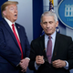 Dr. Anthony Fauci, director of the National Institute of Allergy and Infectious Diseases, and U.S. President Donald Trump participate in the daily coronavirus task force briefing at the White House on April 22, 2020, in Washington, DC.